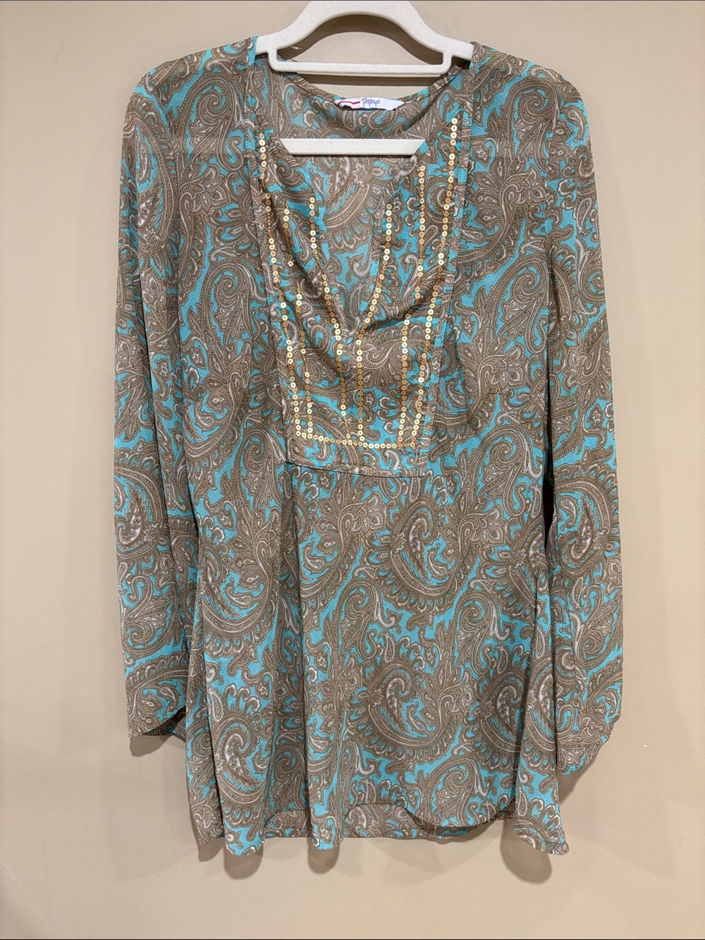 Bohemian paisley bell sleeve tunic